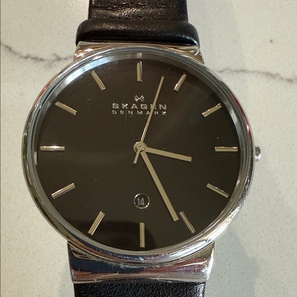 Skagen Men’s Silver and Black Watch